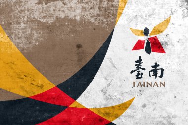 Tainan, Tayvan, bayrağı vintage ve eski bir görünüm ile