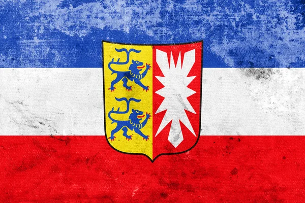 Прапор Шлезвіг-Гольштейн з гербом, Німеччина — стокове фото