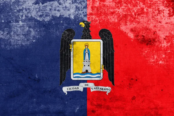 빈티지 하 고 오래 된 얼굴로 Valparaiso, 칠레의 국기 — 스톡 사진