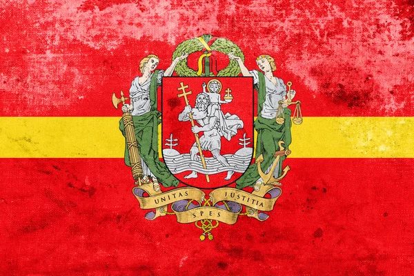 Flagge von Vilnius mit Wappen, Litauen — Stockfoto