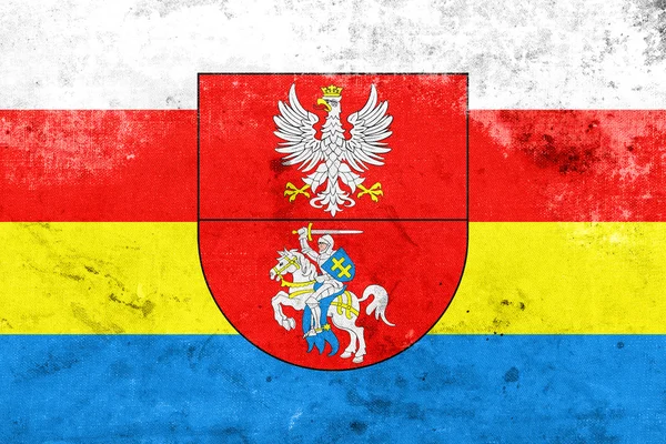 Flagga Podlaskie vojvodskap med vapen, Polen — Stockfoto