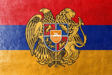 Ermenistan bayrağı deri dokusu üzerinde boyalı üniformaları ile