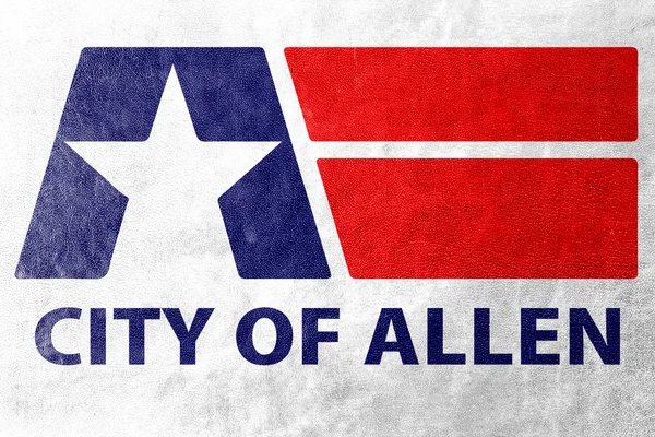 Bandera de Allen, Texas, USA, pintada sobre textura de cuero — Foto de Stock