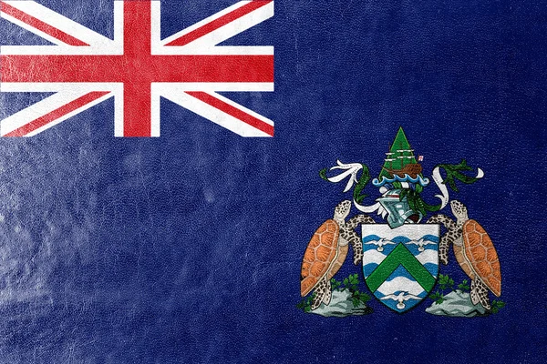 Bandeira da Ilha da Ascensão, Canadá, pintada sobre textura de couro — Fotografia de Stock