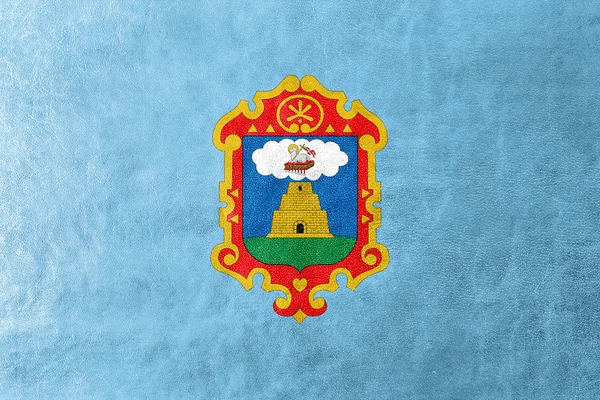 Vlajka Ayacucho, Peru, malované na kožené textury — Stock fotografie