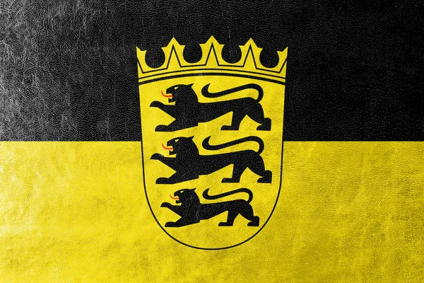 Vlag van Baden-Wurttemberg met wapenschild, Duitsland — Stockfoto