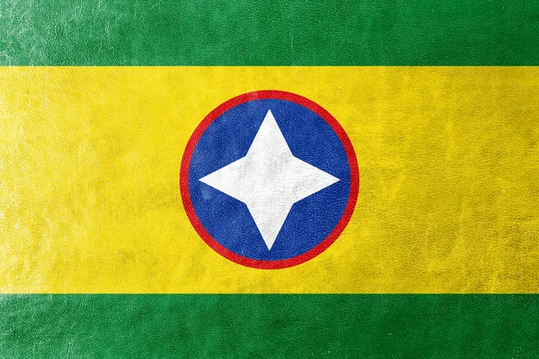 Vlajka Bucaramanga, Kolumbie, malované na kožené textury — Stock fotografie