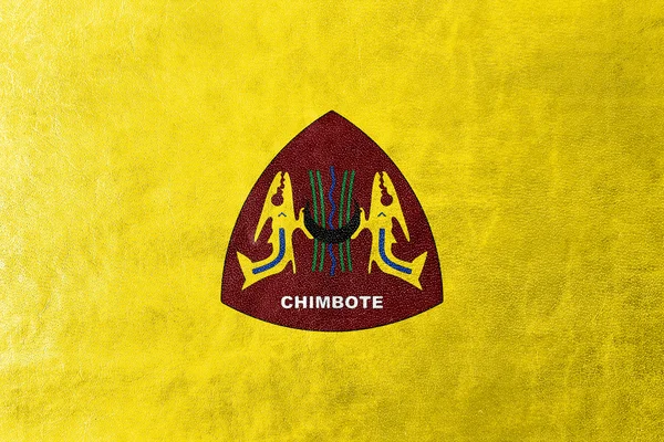 Flagge aus Chimbote, Peru, auf Lederstruktur gemalt — Stockfoto
