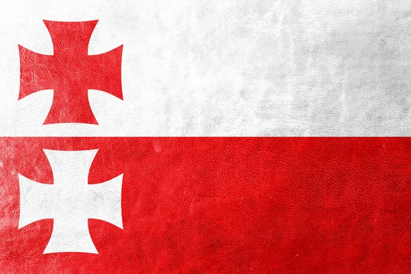 Флаг Эльблага, Польша, раскрашенный на кожаной текстуре — стоковое фото
