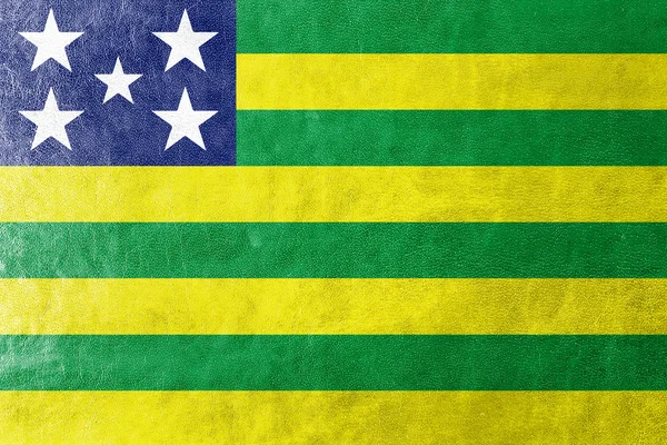 Bandera de Goias State, Brasil, pintada sobre textura de cuero —  Fotos de Stock