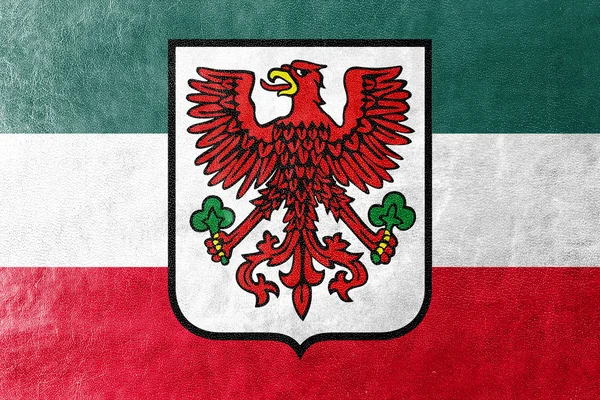 Flagge von Gorzow wielkopolski mit Wappen, Polen — Stockfoto
