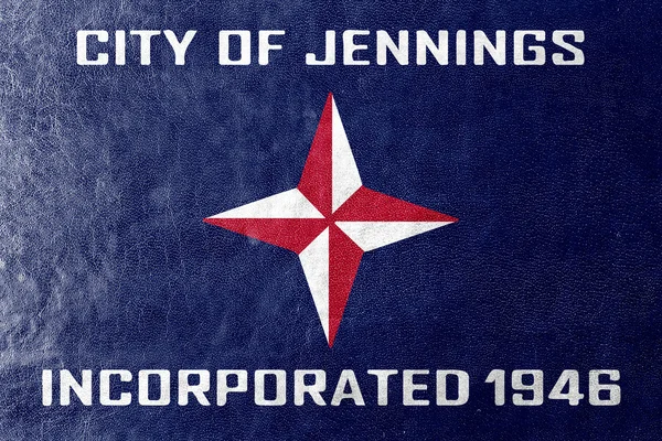 Bandera de Jennings, Missouri, USA, pintada sobre textura de cuero — Foto de Stock