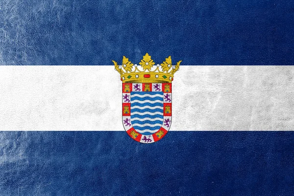 Bandera de Jerez, Andalucía, España, pintado sobre textura de cuero — Foto de Stock