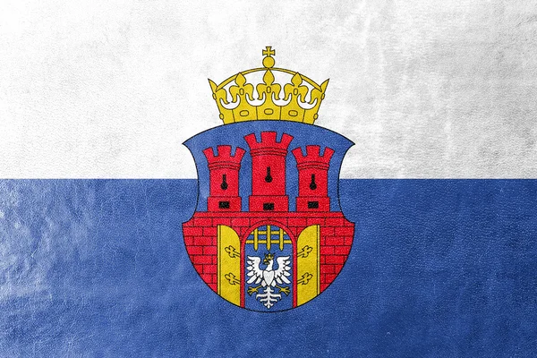 Vlajka Krakov s erbem, Polsko — Stock fotografie