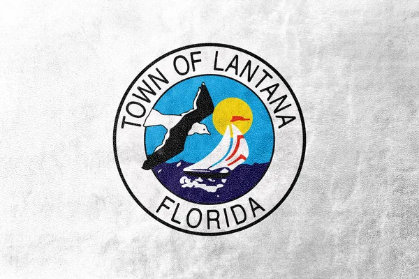Bandiera di Lantana, Florida, USA, dipinta su texture in pelle — Foto Stock