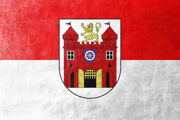 Bandeira de Liberec, Czechia, pintada sobre textura de couro — Fotografia de Stock