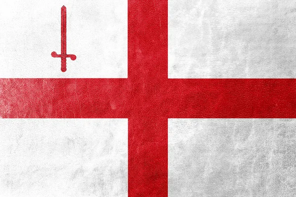 Vlajka města Londýn, Anglie, Velká Británie, malované na kůže textury — Stock fotografie