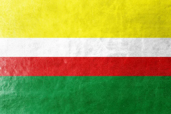 Flagga Lubusz Voivodeship, Polen, målade på läder texture — Stockfoto