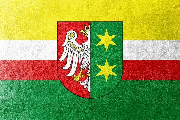 Flagge der Woiwodschaft Lubusz mit Wappen, Polen — Stockfoto