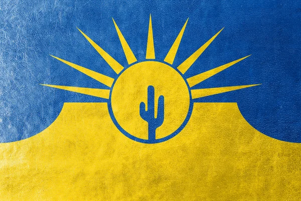 Bandera de Mesa, Arizona, USA, pintada sobre textura de cuero —  Fotos de Stock