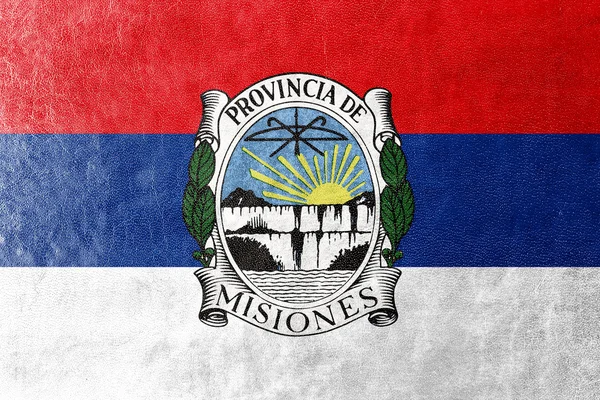 Flaga prowincji Misiones z herbem, Argentyna — Zdjęcie stockowe
