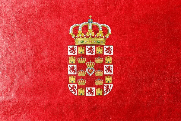 Bandeira de Murcia, Espanha, pintada sobre textura de couro — Fotografia de Stock