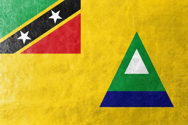 Bandeira de Nevis, São Cristóvão e Nevis, pintada sobre textura de couro — Fotografia de Stock