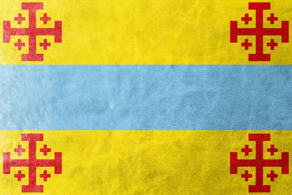 Flagge von Popayan, Kolumbien, auf Lederstruktur gemalt — Stockfoto