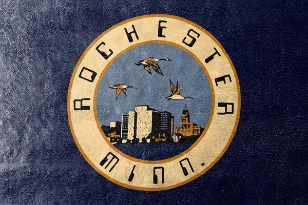 Flaggan i Rochester, Minnesota, Usa, målade på läder texture — Stockfoto