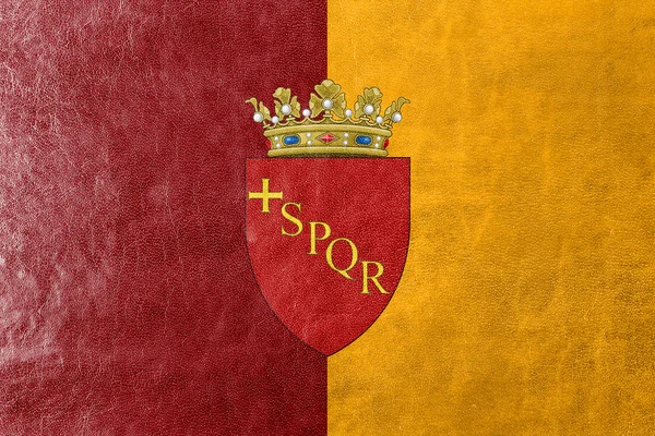 Bandera de Roma con Escudo de armas, Italia —  Fotos de Stock