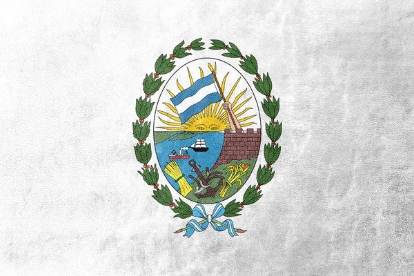 Флаг Росарио, Санта-Фе, Аргентина, раскрашен на кожаной текстуре — стоковое фото