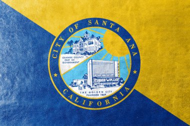 Flag of Santa Ana, California, USA, painted on leather texture clipart