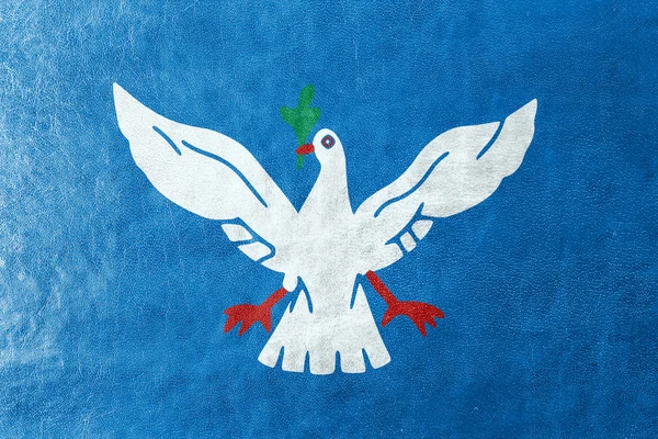 Bandeira de Salvador, Bahia, Brasil, pintada sobre textura de couro — Fotografia de Stock