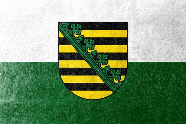 Bandiera della Sassonia con Stemma, Germania — Foto Stock