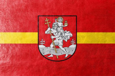 Deri dokusu üzerinde Vilnius, Litvanya bayrağı boyalı