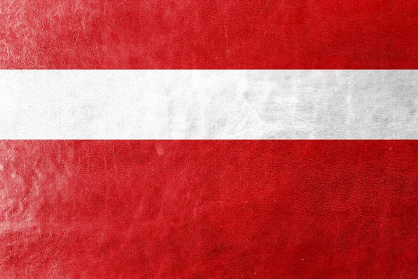 Bandeira de Vaduz, Lichtenstein, pintada sobre textura de couro — Fotografia de Stock