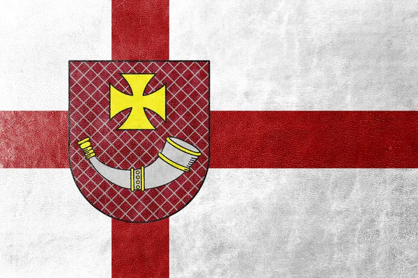 Флаг Вентспилса, Латвия, окрашенный в кожаную текстуру — стоковое фото