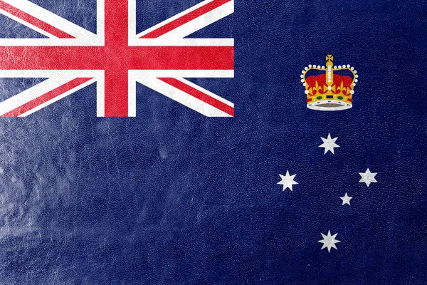 革の質感に描かれたオーストラリア、ビクトリア州の旗 — ストック写真