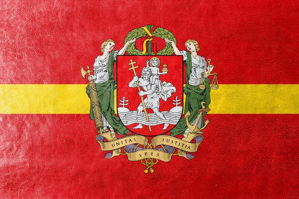 Vlajka Vilniusu s erbem, Litva — Stock fotografie