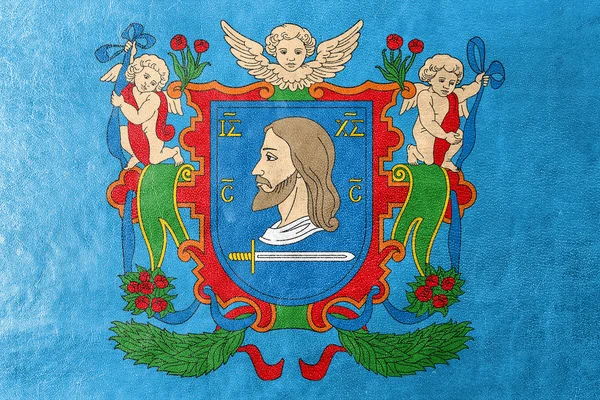 Bandeira de Vitebsk (Vitsebsk), Bielorrússia, pintada sobre textura de couro — Fotografia de Stock
