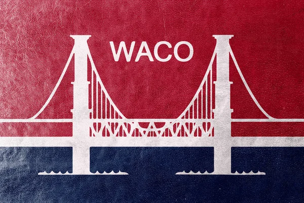 Flag of Waco, Texas, USA, painted on leather texture — Stock Photo, Image