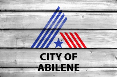 Abilene, Texas, ABD, bayrağı eski ahşap tahta zemin üzerine boyalı