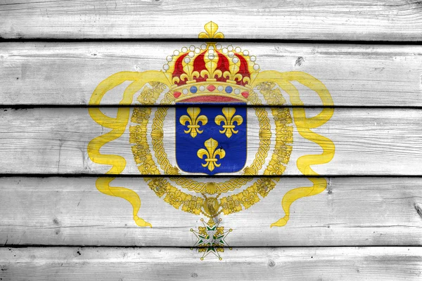 Bandera de Acadia, Canadá, pintada sobre fondo de madera vieja —  Fotos de Stock