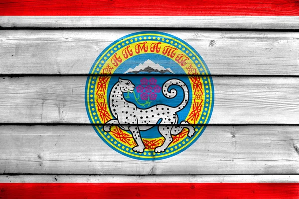 Флаг Алматы, Казахстан, окрашен на старом деревянном фоне — стоковое фото
