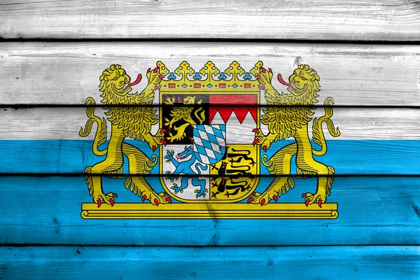 Bandeira da Baviera com Brasão de Armas, Alemanha — Fotografia de Stock