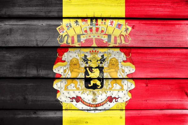 Belgisk flagg med vapen — Stockfoto