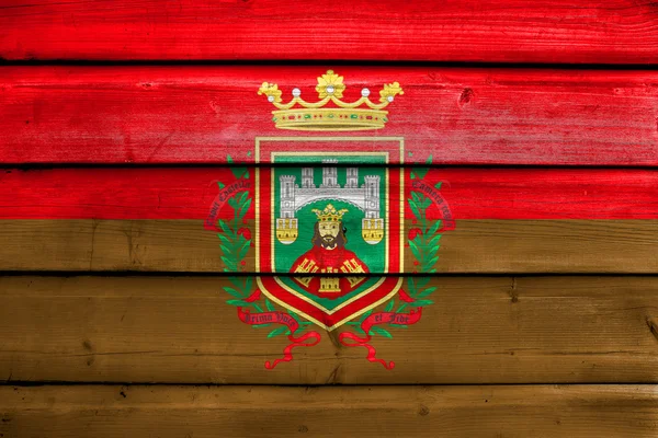Bandeira de Burgos, Espanha, pintada sobre fundo velho prancha de madeira — Fotografia de Stock