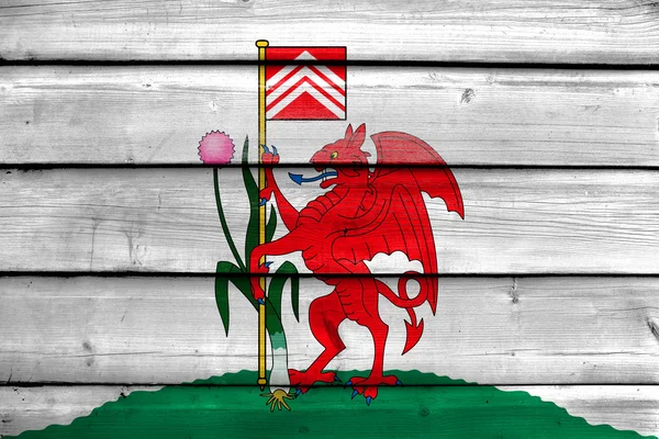 Vlag van Cardiff, Wales, Uk, geschilderd op oude houten plank achtergrond — Stockfoto