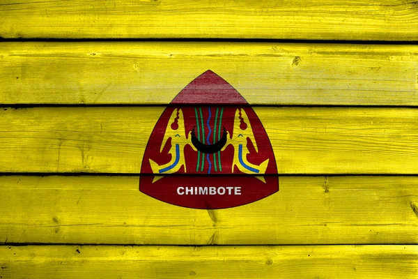 Vlag van Chimbote, Peru, geschilderd op oude houten plank achtergrond — Stockfoto
