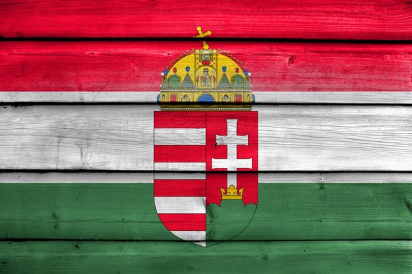 Flagge von Ungarn mit Wappen — Stockfoto